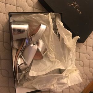 J. Crew silver heels NWT size 6